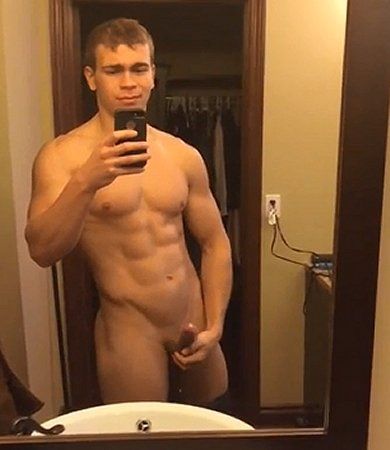 Naked man with uncut shaved cock