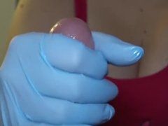 Handjob latex gloves pov