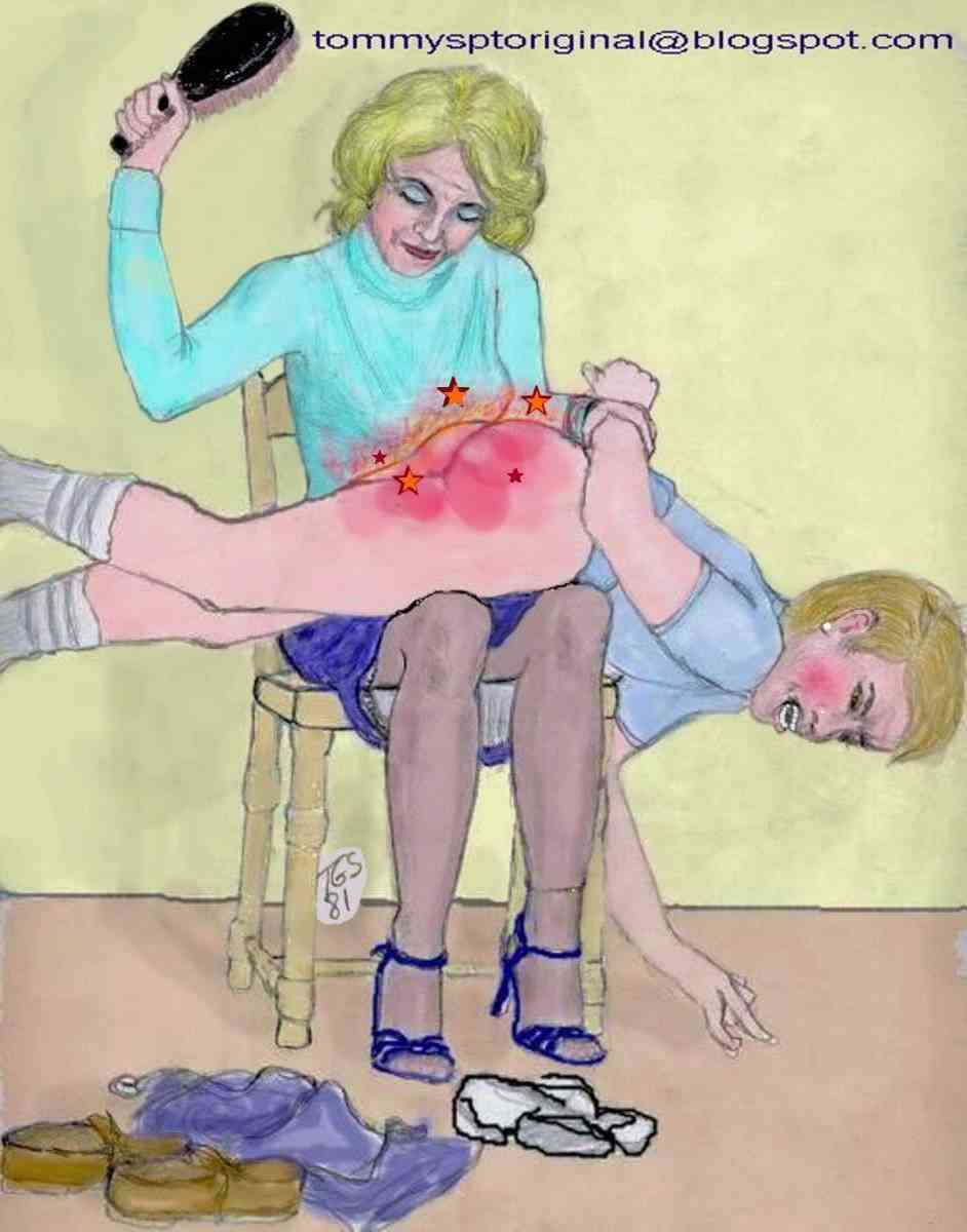 Cartoon woman spank boy