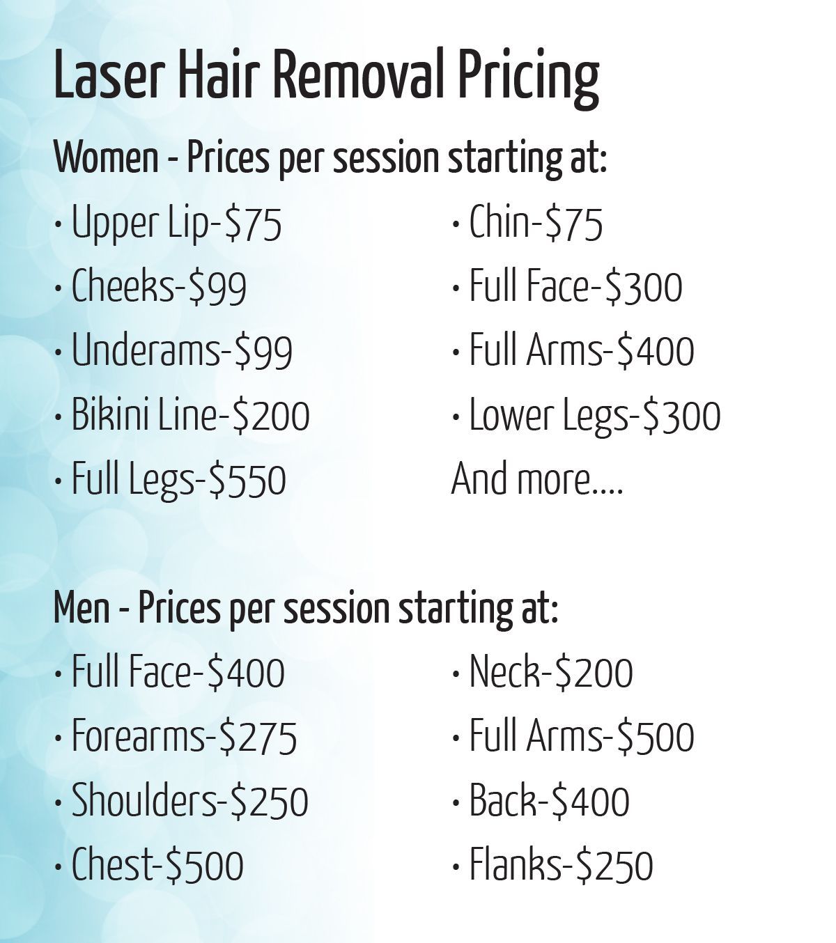 Laser hair removal and bikini and cost