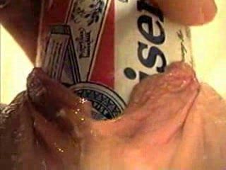 Beer in her pussy