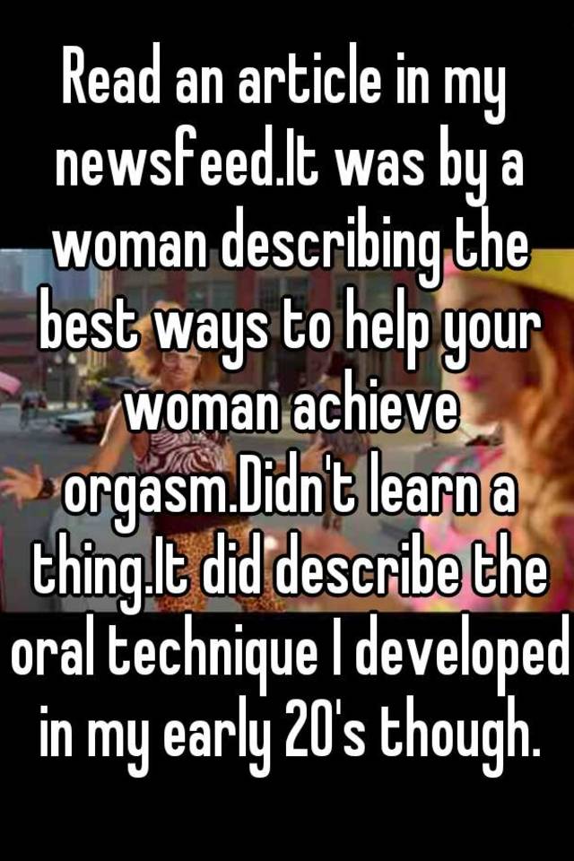 Moses reccomend Woman describing how they orgasm
