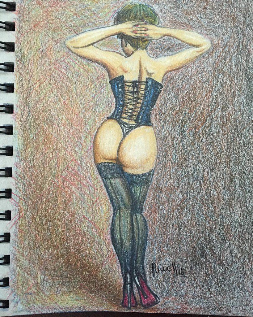 Draw erotic art with color pencil photo