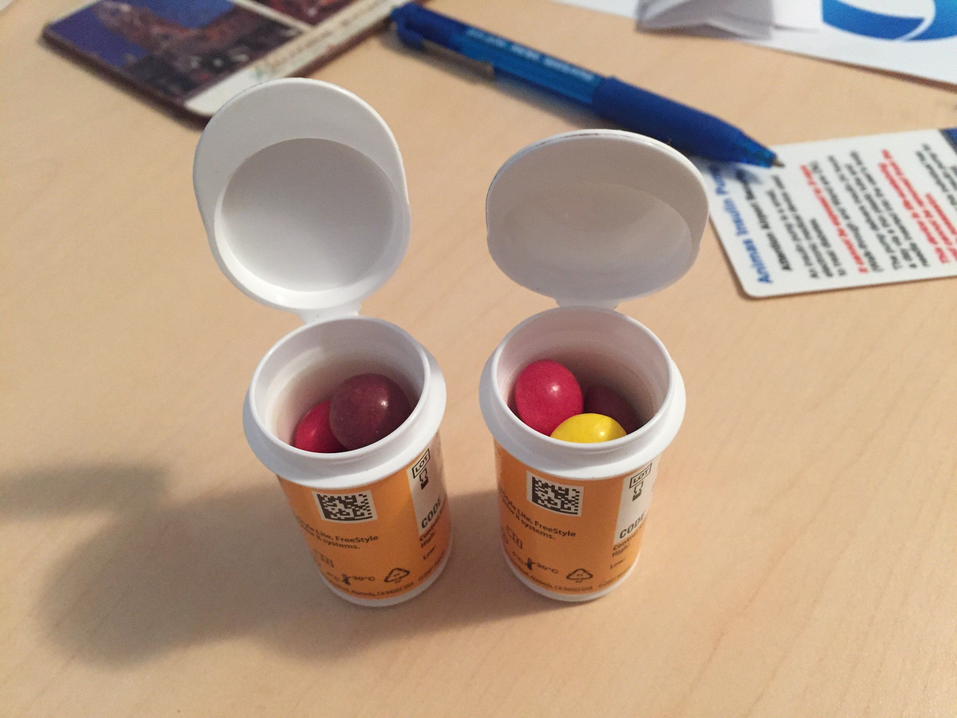 Coma reccomend Diabetes fund drive using empty test strip containers