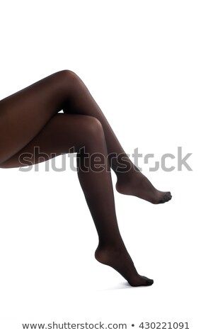 Crossed legs black stockings pantyhose tights