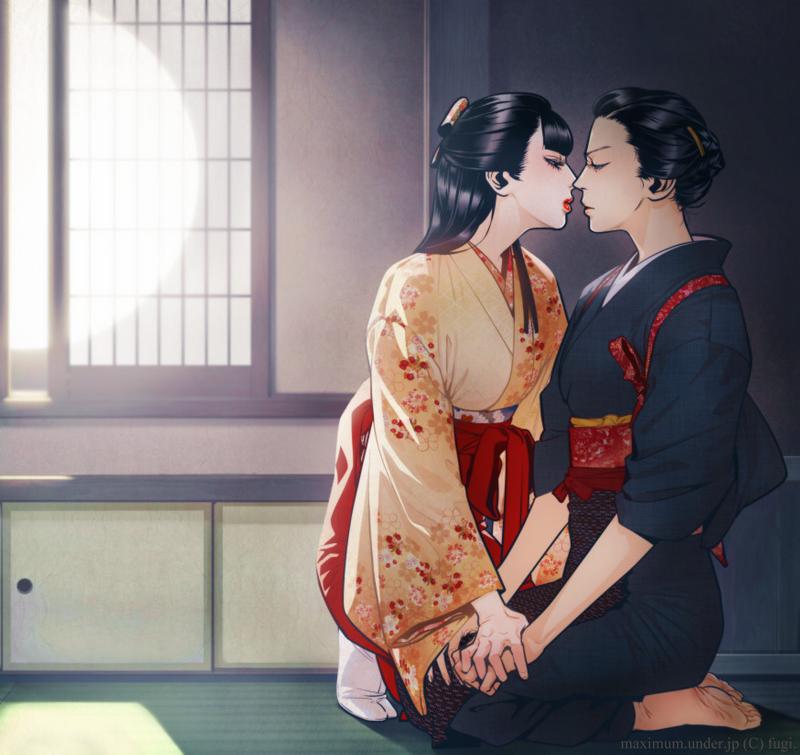 Lesbian in kimono