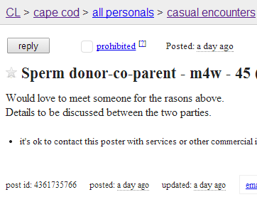 best of Donor craigslist Sperm